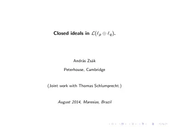 Closed ideals in L (  p   q ) .  Andr  as Zs  ak  Peterhouse, Cambridge  (Joint work