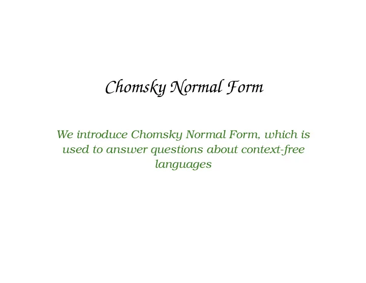 chomsky normal form