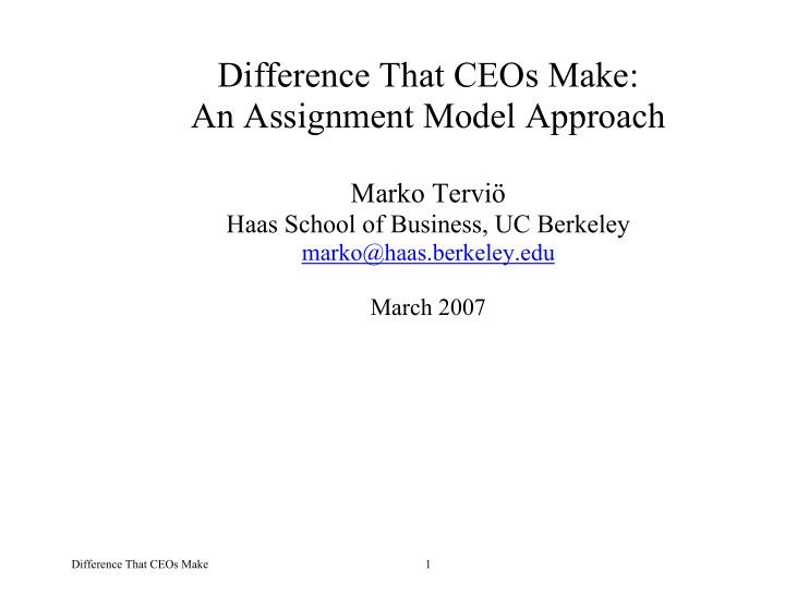 difference that ceos make an assignment model approach