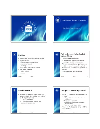 Flat and nested distributed  Outline  transactions   Flat and nested distributed transactions