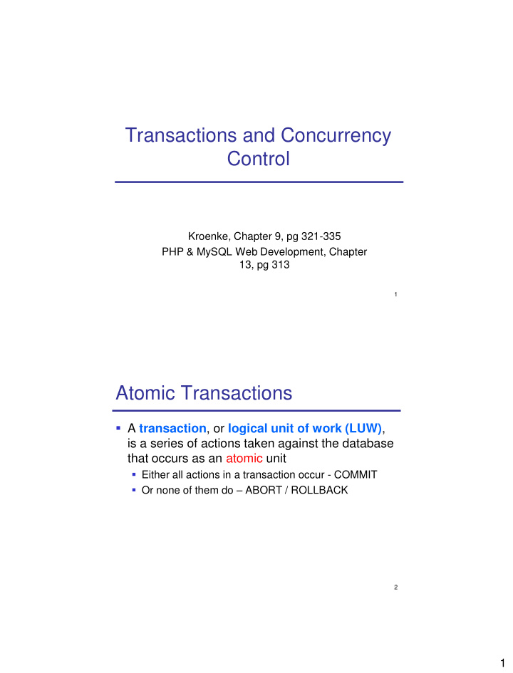 transactions and concurrency