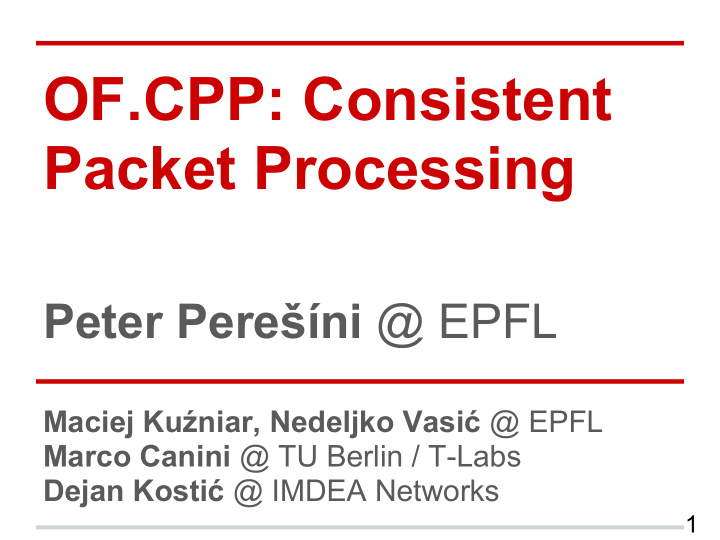 of cpp consistent packet processing