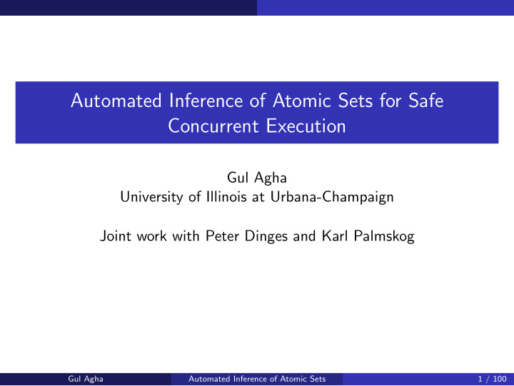 automated inference of atomic sets for safe concurrent