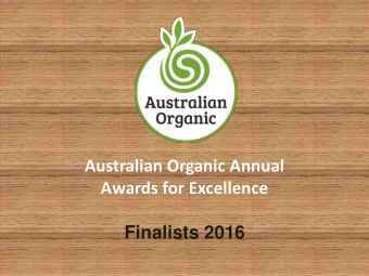 Australian Organic Annual  Awards for Excellence  Finalists 2016  Young Organic Leader (30 and