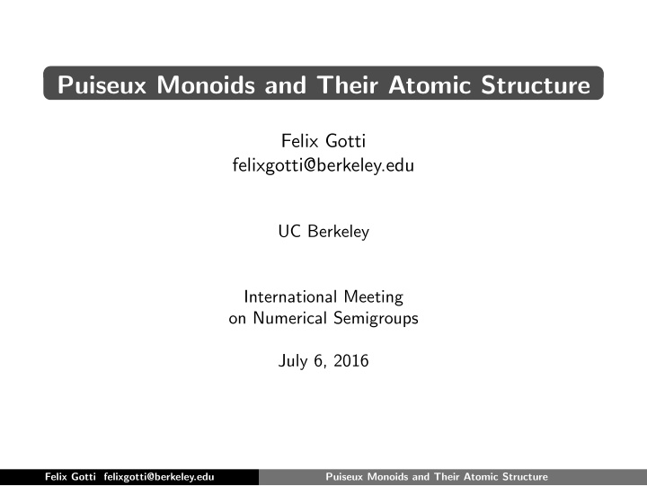 puiseux monoids and their atomic structure