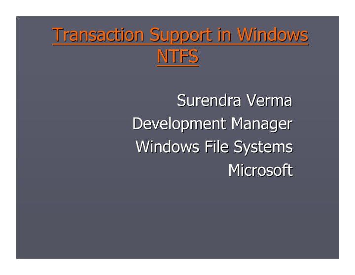 transaction support in windows transaction support in
