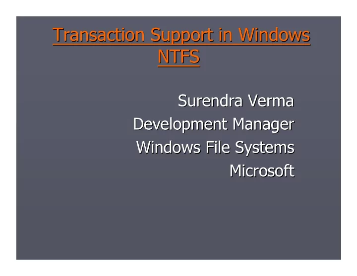 transaction support in windows transaction support in