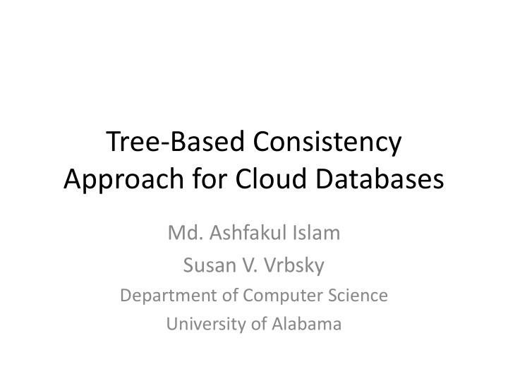 tree based consistency approach for cloud databases