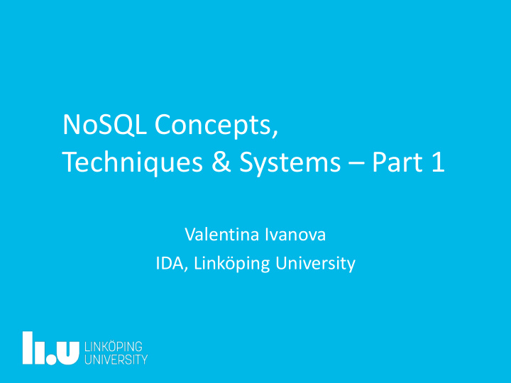nosql concepts techniques systems part 1