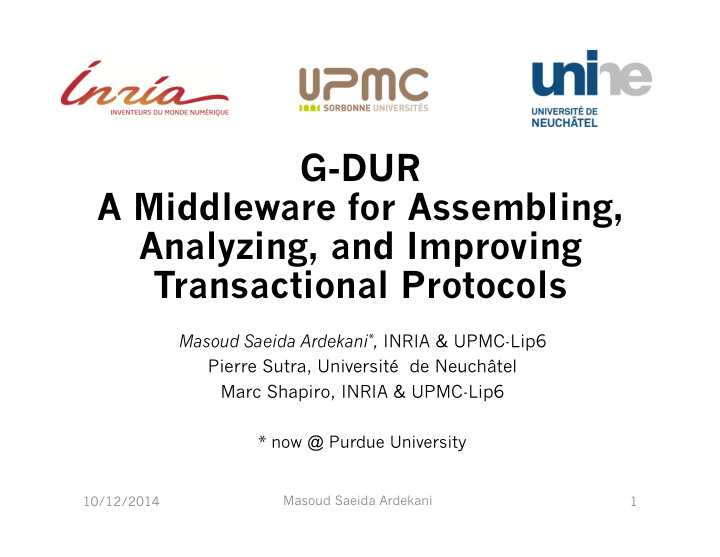 g dur a middleware for assembling analyzing and improving