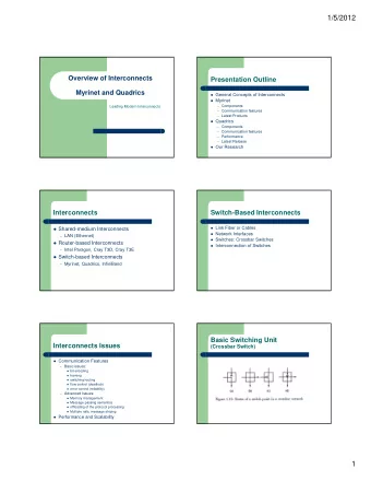 1/5/2012  Overview of Interconnects  Presentation Outline  Myrinet and Quadrics  General