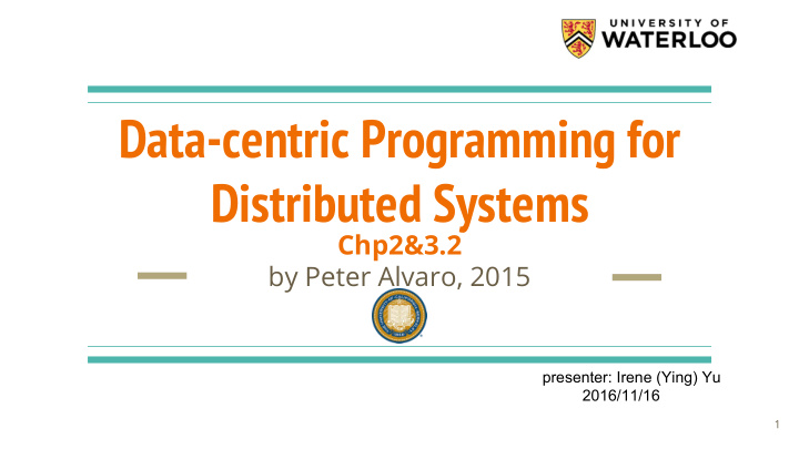 data centric programming for distributed systems