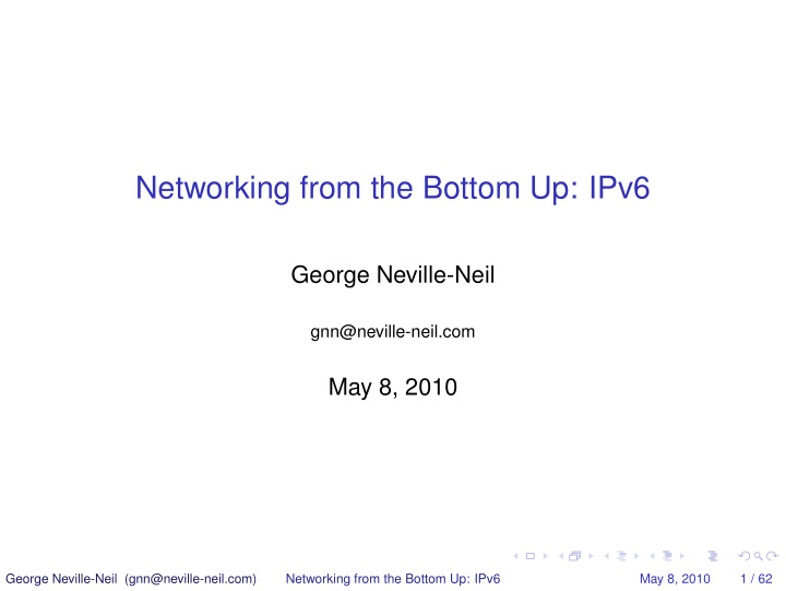 networking from the bottom up ipv6