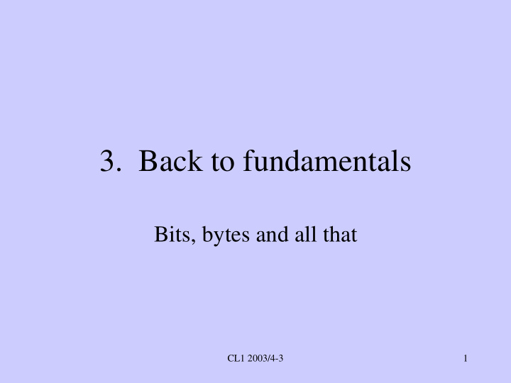 3 back to fundamentals