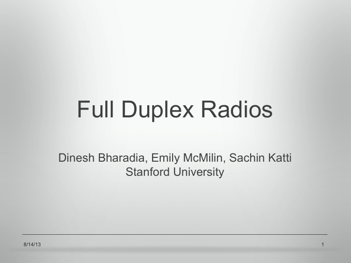 full duplex radios