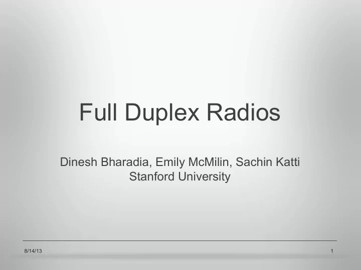 full duplex radios