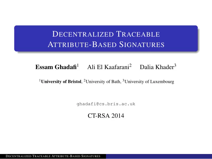 attribute based signatures maji et al 2008 users have