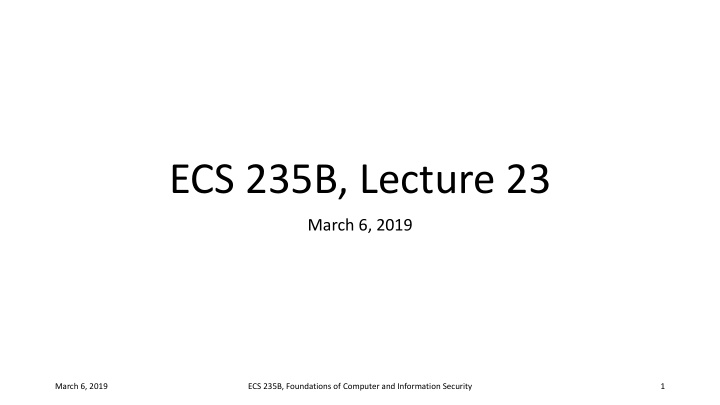 ecs 235b lecture 23