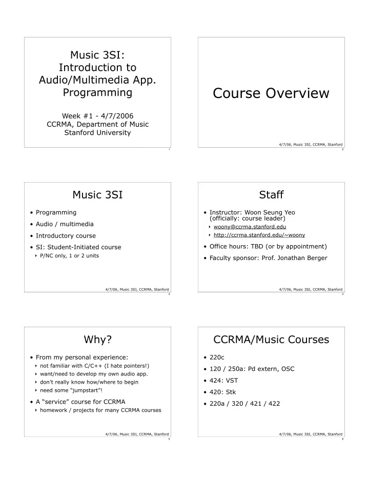 course overview