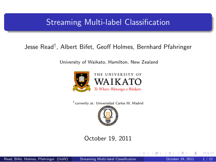 streaming multi label classification