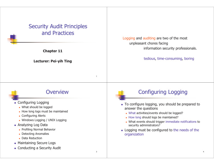 security audit principles and practices
