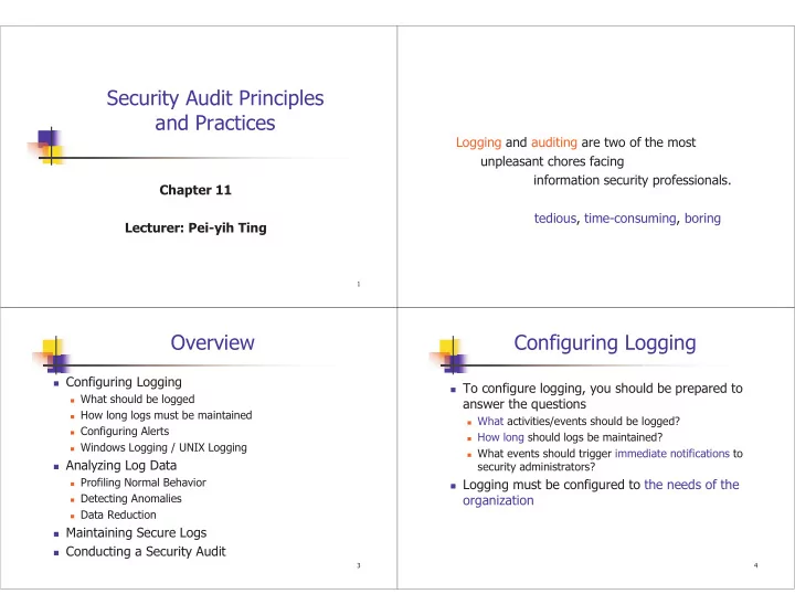 security audit principles and practices
