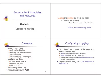 Security Audit Principles  and Practices  Logging and auditing are two of the most  unpleasant