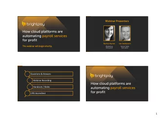 How cloud platforms are  automating payroll services  for profit  Rachel Hynes  Ian Jenkinson  The