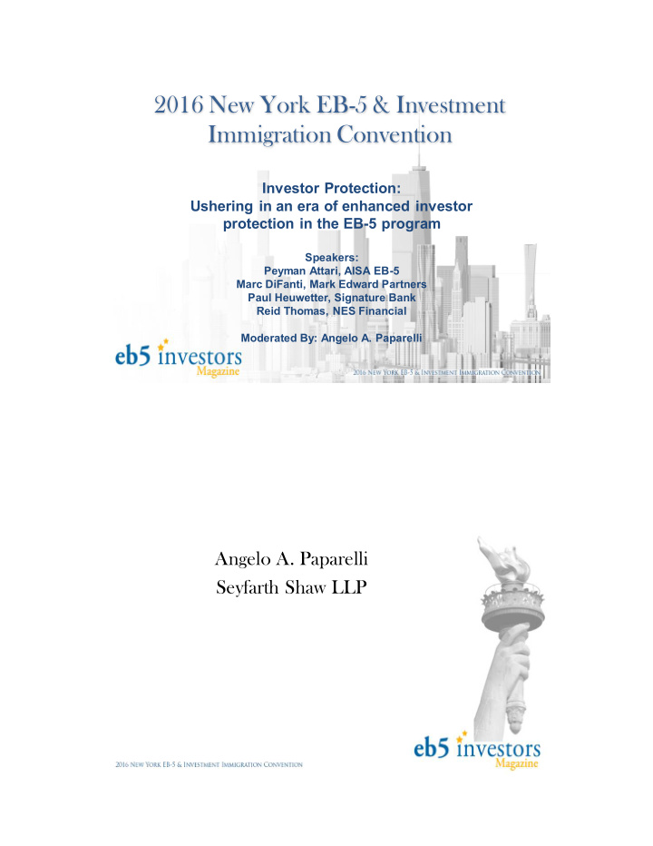 2016 new york eb 5 investment immigration convention