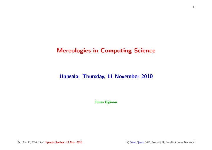 mereologies in computing science