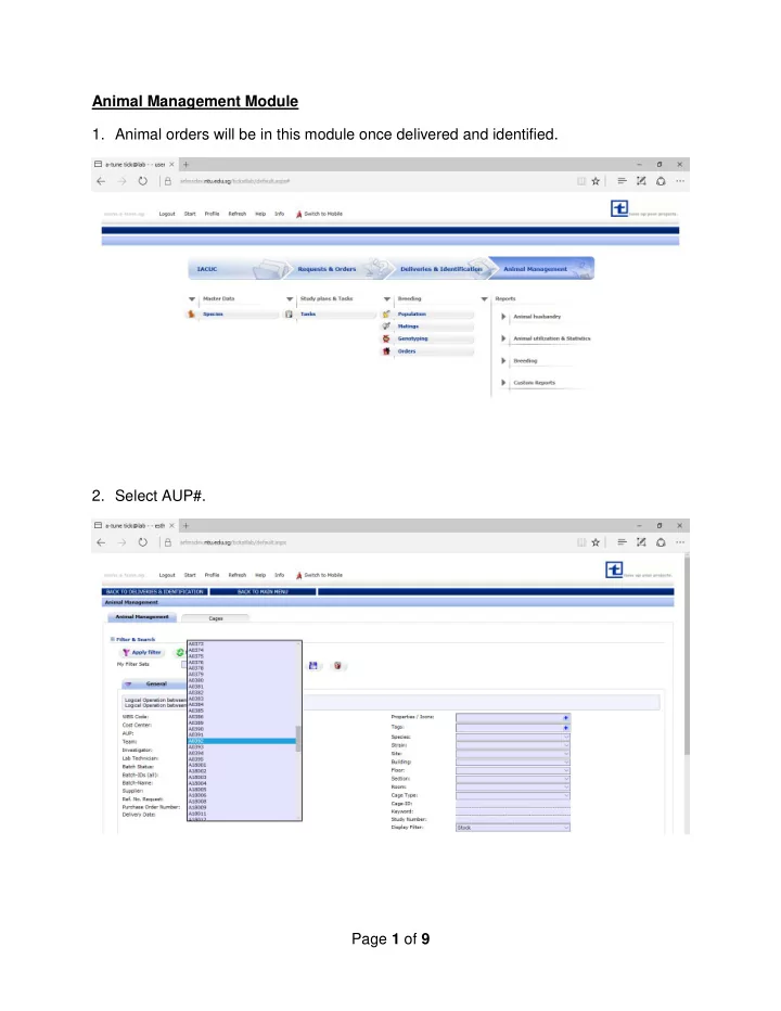 animal management module 1 animal orders will be in this