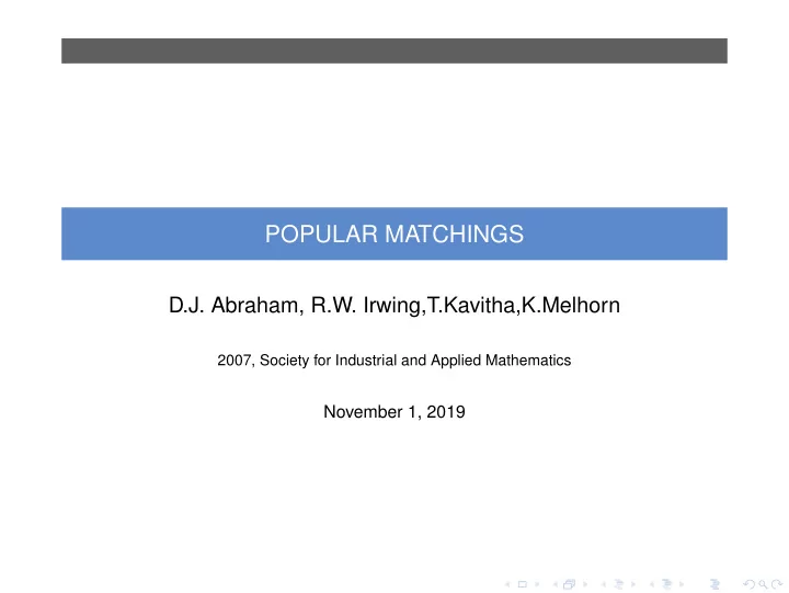 popular matchings