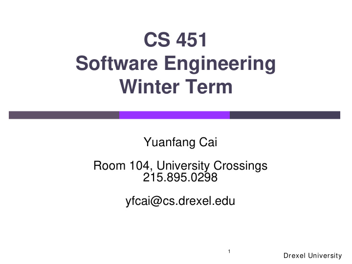 cs 451 software engineering winter term