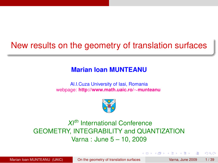 new results on the geometry of translation surfaces