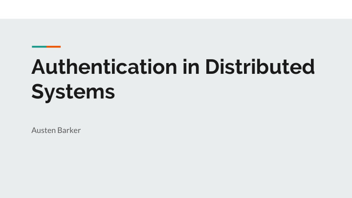 authentication in distributed systems