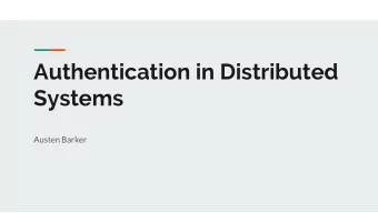 Authentication in Distributed  Systems  Austen Barker  Access Control  Operation  Object  principal
