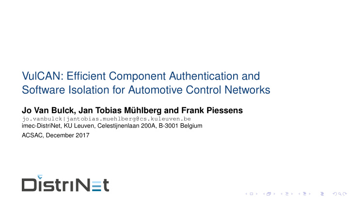 vulcan efficient component authentication and software