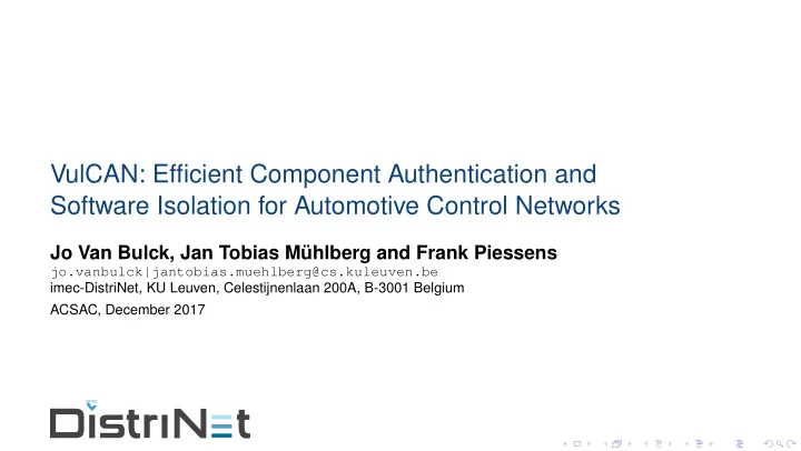 vulcan efficient component authentication and software