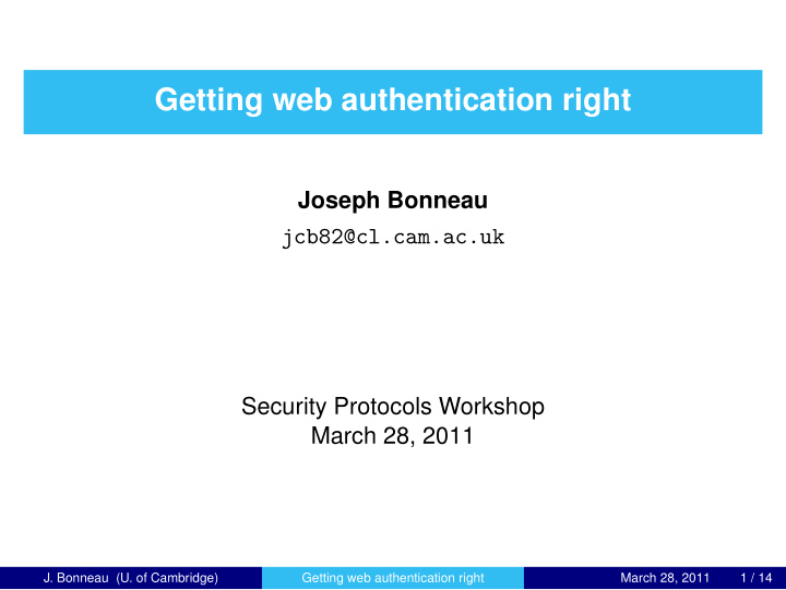 getting web authentication right
