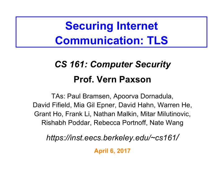 securing internet communication tls