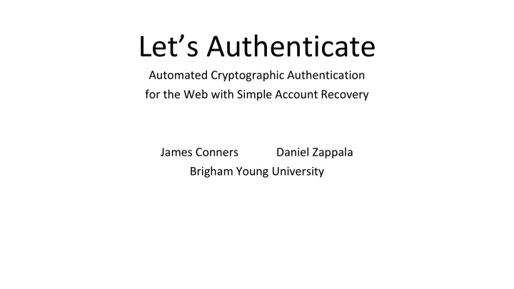 let s authenticate