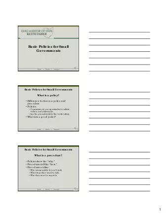 1  Basic  Polic ie s for  Small Gove r  nme nts  E  xample  for  r  e que sting vac ation time :