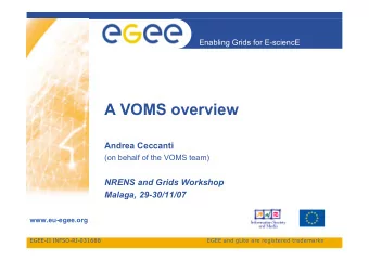 A VOMS overview  Andrea Ceccanti  (on behalf of the VOMS team)  NRENS and Grids Workshop  Malaga,