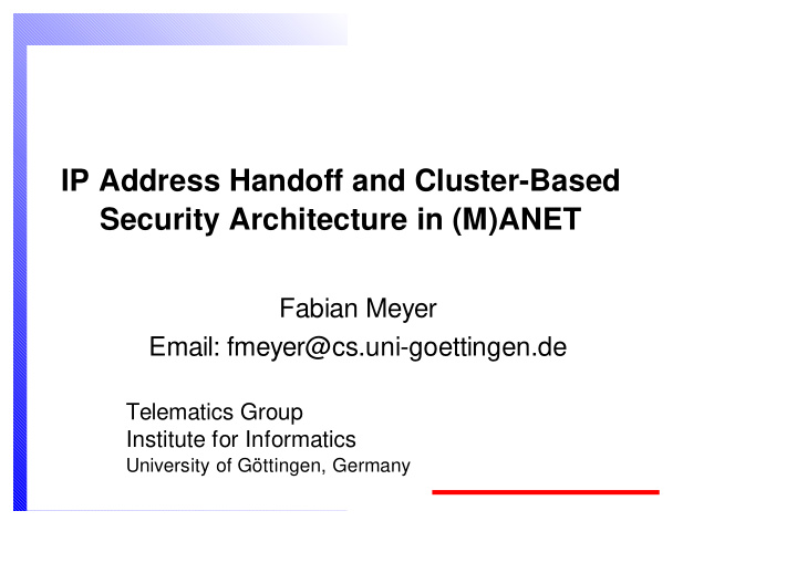 ip address handoff and cluster based security