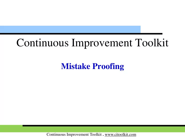 continuous improvement toolkit