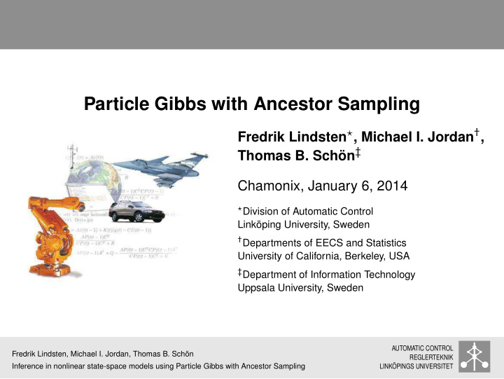 particle gibbs with ancestor sampling