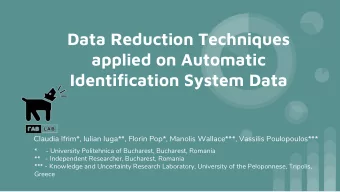 Data Reduction Techniques  applied on Automatic  Identification System Data  Claudia Ifrim*, Iulian