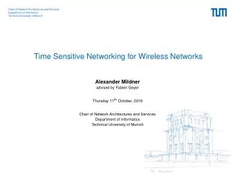 Time Sensitive Networking for Wireless Networks  Alexander Mildner  advised by Fabien Geyer