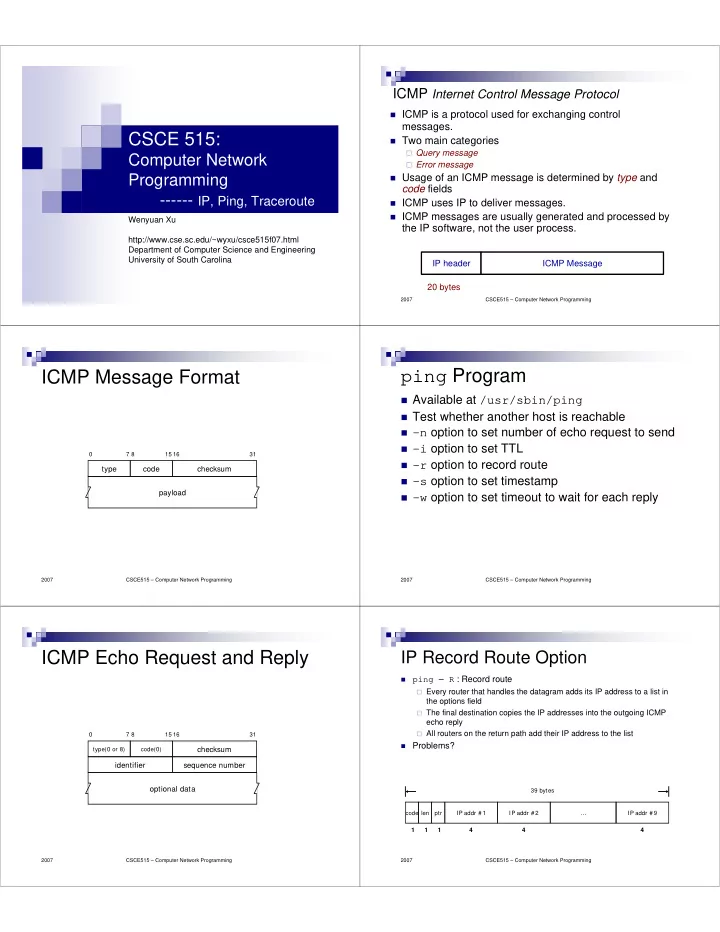 ping program icmp message format