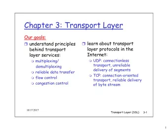 Chapter 3 Transport Layer  Chapter 3: Transport Layer  Our goals:  learn about transport  l